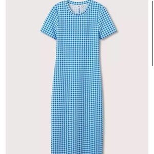 Mango Blue Checkered Midi Dress